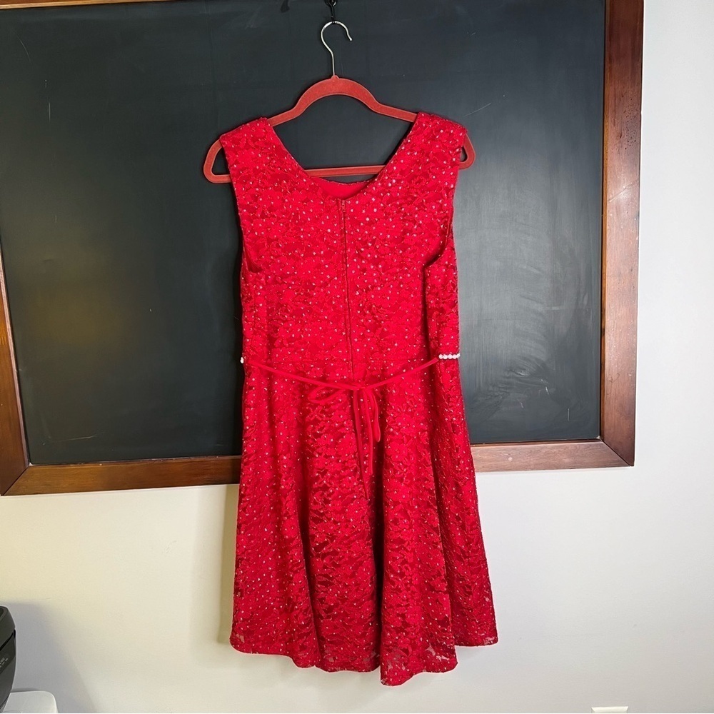 Speechless Girls Plus Size 20.5 Red Party Dress Rhinestone Sleeveless Tie XXL - Picture 3 of 7